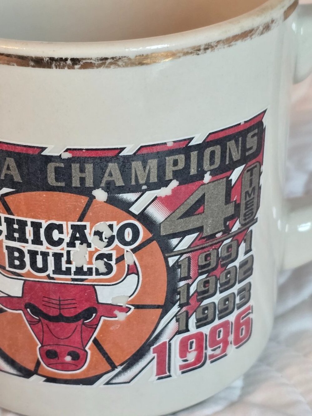 Vintage 1996 Chicago Bulls 4 Time Champions Mug